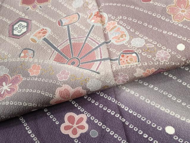 平和屋着物●訪問着 駒刺繍 糸巻き水車吉祥花文 暈し染め 金彩 やまと誂製 ロング丈 正絹 逸品 未使用 CABG1103yc