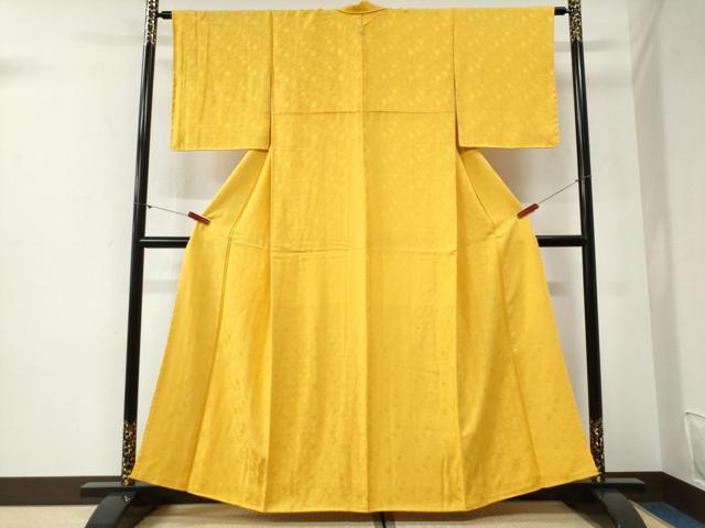 平和屋着物●上質な色無地 草花地紋 山吹色 正絹 逸品 未使用 CABG1106yc