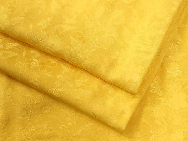 平和屋着物●上質な色無地 草花地紋 山吹色 正絹 逸品 未使用 CABG1106yc