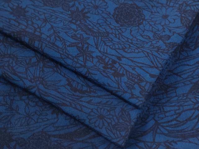 平和屋着物●上質な小紋 藍 型染め 風景花文 正絹 逸品 CABG1108yc