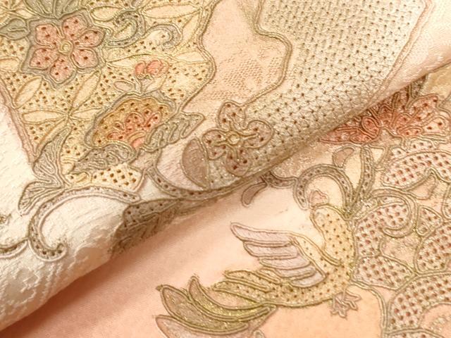 平和屋着物●中国三大刺繍 スワトウ刺繍 総刺繍 訪問着 鳳凰亀甲花唐草文 暈し染め 正絹 逸品 未使用 CABG1109yc