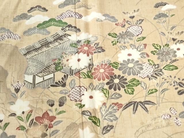 平和屋着物●訪問着 紬地 作家物 松竹梅風景文 正絹 逸品 未使用 CABG1111yc