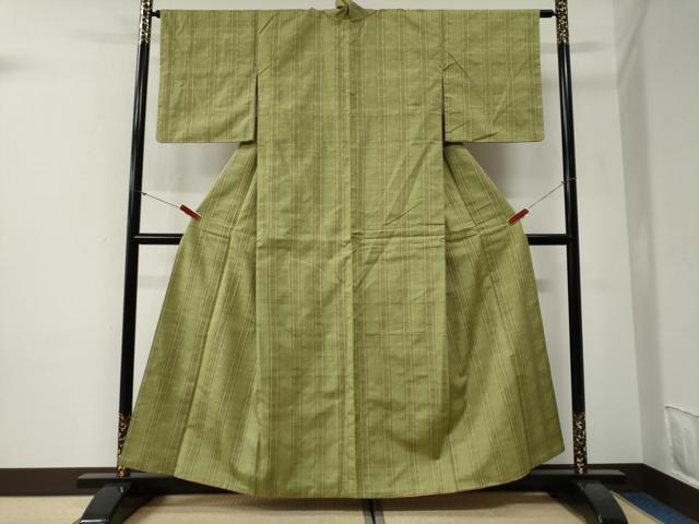 平和屋着物●花織 紬 間道 正絹 逸品 CABG1113yc