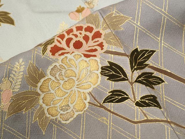 平和屋着物●訪問着 籬枝牡丹 暈し染め 金彩 正絹 逸品 CABG1114yc