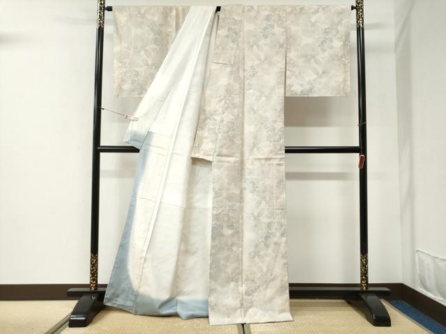 平和屋着物●本場大島紬 白大島 9マルキ カトレア 正絹 逸品 未使用 CABG1115yc