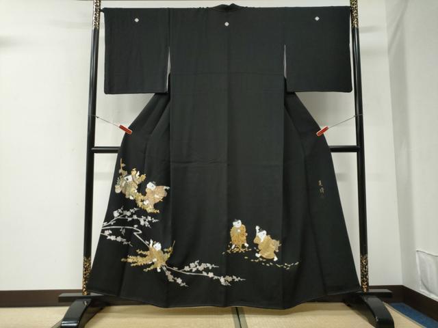 平和屋着物●豪華黒留袖 作家物 童子遊び ラメ糸 金銀彩 正絹 逸品 CABG1125yc