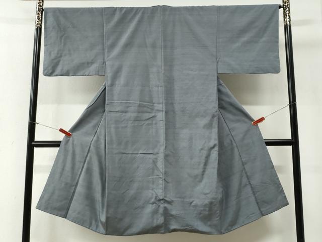 平和屋着物●男性 紬 色無地 灰色 正絹 逸品 CABG1129yc