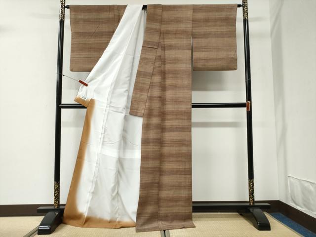 平和屋着物●洗える最高級着物 <英>はなぶさ謹製 小紋 横縞 ロング丈 CABG1136yc