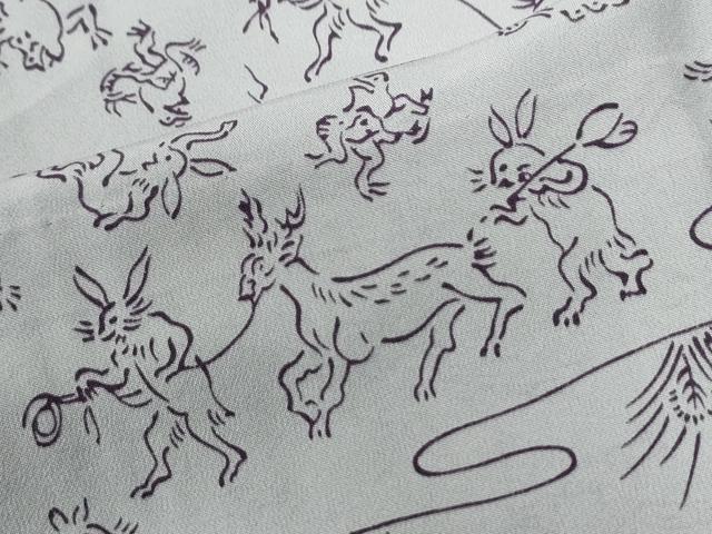 平和屋着物●長襦袢 無双仕立て 鳥獣戯画 正絹 逸品 CABG1141yc