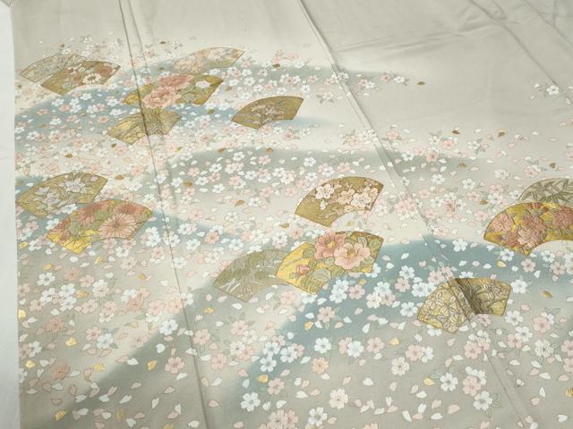 平和屋着物●訪問着 作家物 刺繍 地紙牡丹花文 暈し染め 金彩 ますいわ屋扱い 正絹 逸品 CABG1143yc