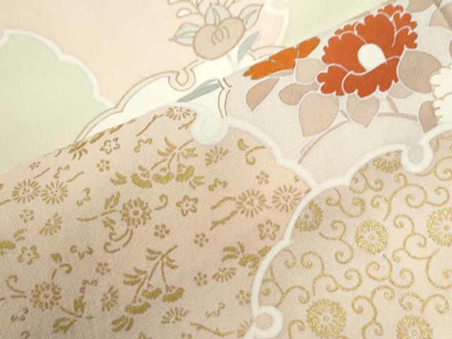 平和屋着物●訪問着 刺繍 雪輪花唐草文 金彩 正絹 逸品 CABG1151yc