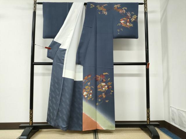 平和屋着物●二代目清次郎 手描き 訪問着 笹梅文 暈し染め 金彩 正絹 逸品 CABG1153yc