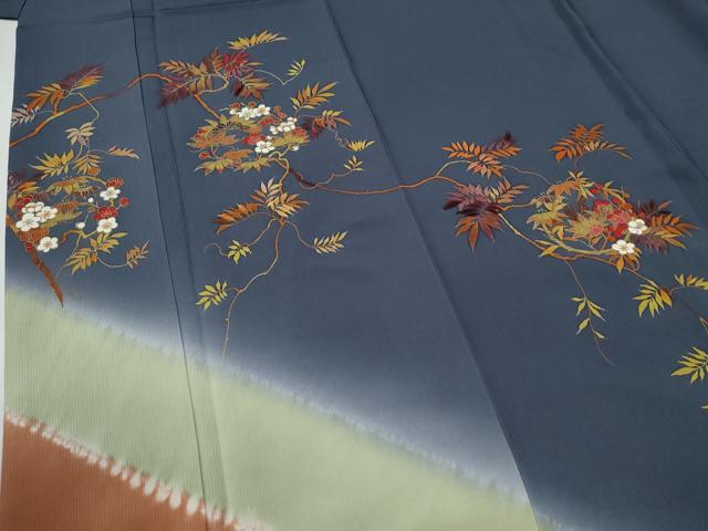 平和屋着物●二代目清次郎 手描き 訪問着 笹梅文 暈し染め 金彩 正絹 逸品 CABG1153yc