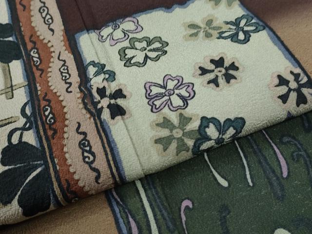 平和屋着物●訪問着 蔦の葉花文 暈し染め 正絹 逸品 未使用 CABG1154yc