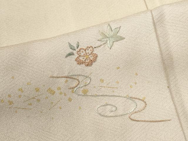 平和屋着物●中国三大刺繍 相良刺繍 総刺繍 訪問着 竜田川舞花文 暈し染め 金彩 正絹 逸品 CABG1158yc