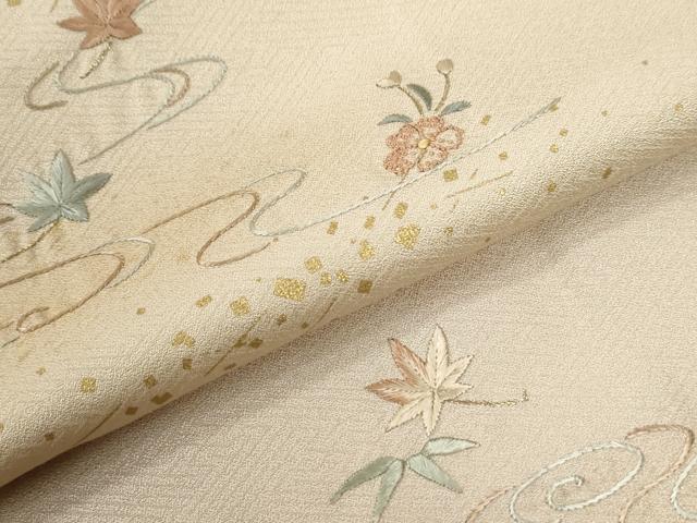 平和屋着物●中国三大刺繍 相良刺繍 総刺繍 訪問着 竜田川舞花文 暈し染め 金彩 正絹 逸品 CABG1158yc