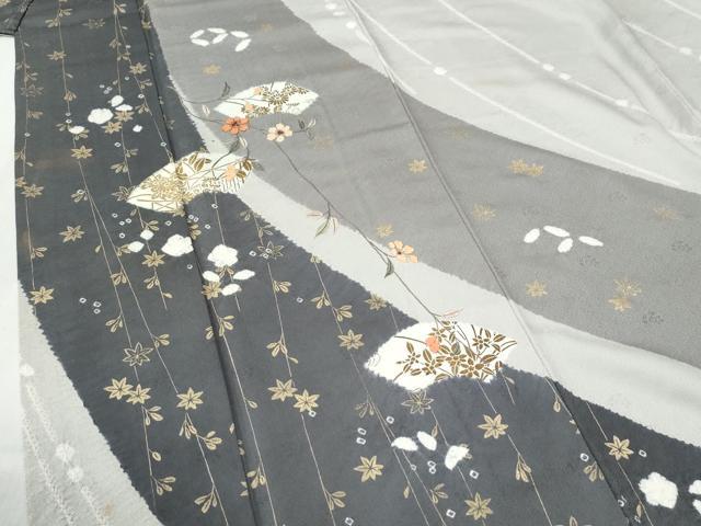 平和屋着物●訪問着 絞り 刺繍 地紙草花文 金彩 正絹 逸品 CABG1168yc