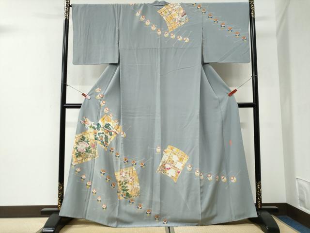 平和屋着物●本加賀友禅作家 池田裕 訪問着 色紙重ね草花文 正絹 逸品 CABG1173yc