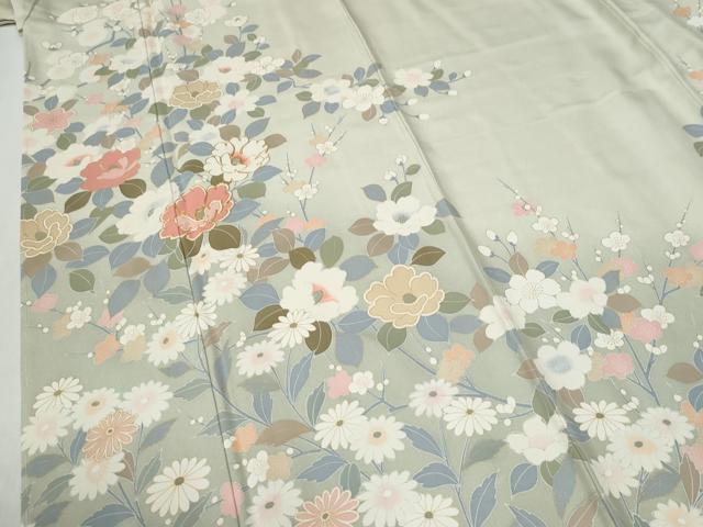 平和屋着物●訪問着 駒刺繍 草花文 金彩 正絹 逸品 未使用 CABG1180yc