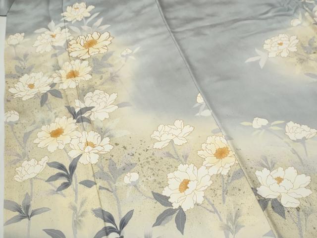 平和屋着物●訪問着 駒刺繍 草花文 暈し染め 金彩 正絹 逸品 未使用 CABG1183yc