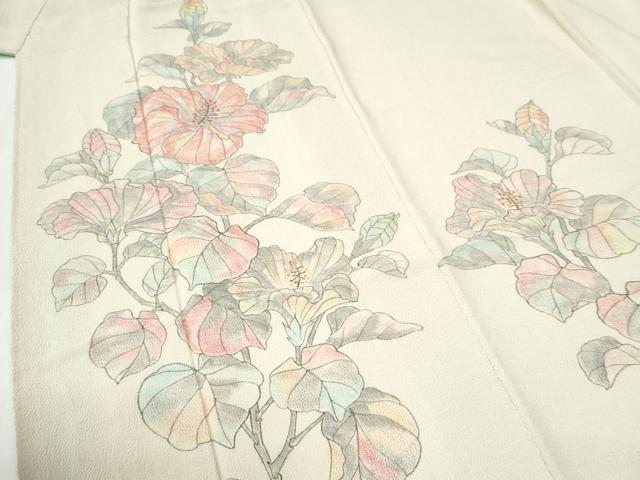 平和屋着物●訪問着 手描き 枝花文 鬼しぼ縮緬 正絹 逸品 CABG1194yc