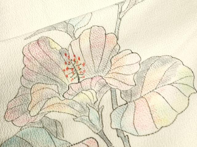 平和屋着物●訪問着 手描き 枝花文 鬼しぼ縮緬 正絹 逸品 CABG1194yc