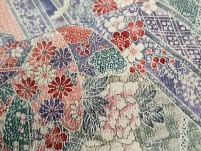 平和屋着物●上質な小紋 鬘帯花蝶文 鬼しぼ縮緬 高島屋金ラベル 正絹 逸品 CABG1199yc