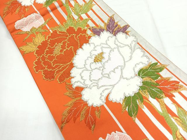 平和屋着物◎六通柄袋帯 唐織 大牡丹文 金銀糸 正絹 逸品 CABG1214nb
