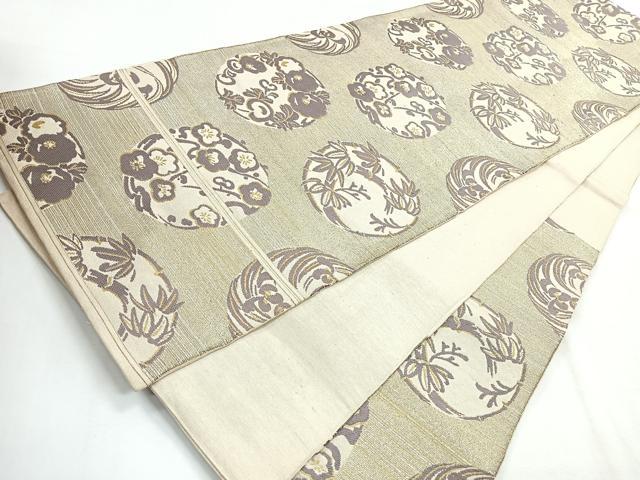 平和屋着物◎六通柄袋帯 花丸文 金銀糸 正絹 逸品 CABG1215nb