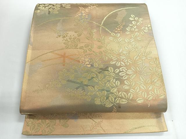 平和屋着物◎六通柄袋帯 萩 金糸 正絹 逸品 CABG1231nb