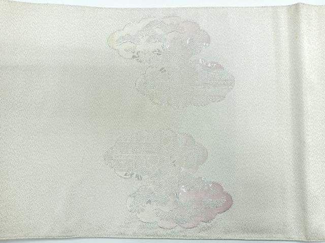 平和屋着物◎太鼓柄袋帯 綴れ 雲取り花文 銀糸 正絹 逸品 CABG1243nb