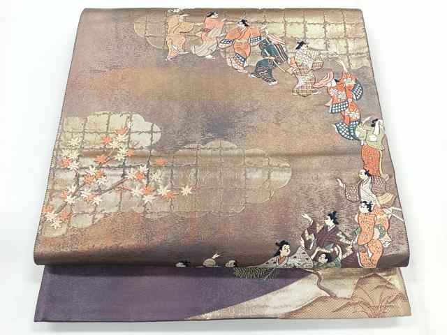 平和屋着物◎六通柄袋帯 唐織 之禄舞図 金糸 正絹 逸品 CABG1246nb