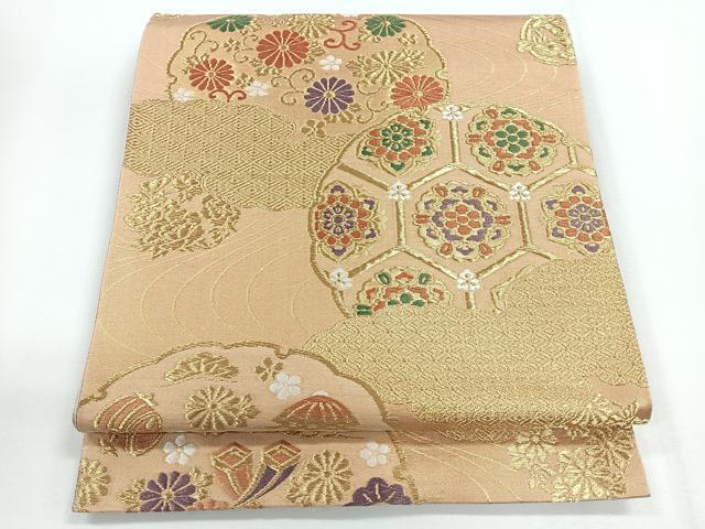 平和屋着物◎六通柄 京袋帯 唐織 雪輪花文 金糸 正絹 逸品 CABG1262nb