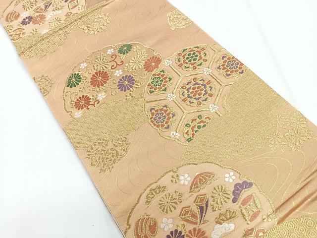 平和屋着物◎六通柄 京袋帯 唐織 雪輪花文 金糸 正絹 逸品 CABG1262nb