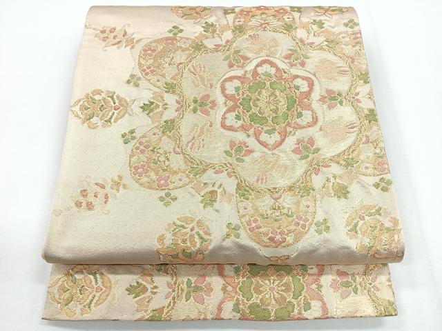 平和屋着物◎六通柄袋帯 正倉院花文 金糸 正絹 逸品 CABG1265nb
