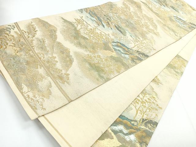 平和屋着物◎西陣 六通柄袋帯 風景文 金糸 正絹 逸品 CABG1269nb