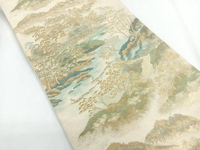 平和屋着物◎西陣 六通柄袋帯 風景文 金糸 正絹 逸品 CABG1269nb