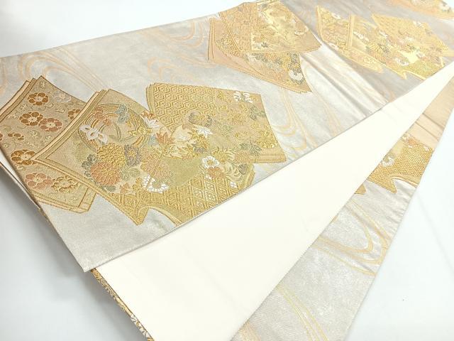 平和屋着物◎六通柄袋帯 冊子花文 金銀糸 正絹 逸品 CABG1281nb