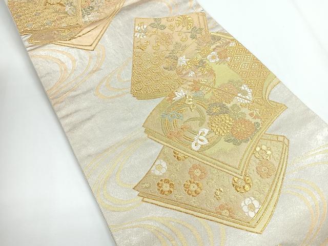 平和屋着物◎六通柄袋帯 冊子花文 金銀糸 正絹 逸品 CABG1281nb