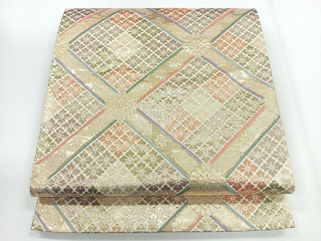 平和屋着物◎六通柄袋帯 花菱文 金糸 正絹 逸品 CABG1282nb