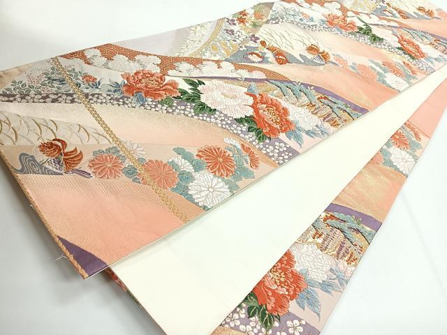 平和屋着物◎六通柄袋帯 唐織 御山春秋紋 金糸 正絹 逸品 CABG1290nb