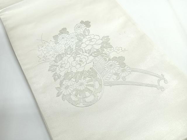 平和屋着物◎太鼓柄 花車文 銀彩 袋帯 正絹 逸品 CABG1292nb