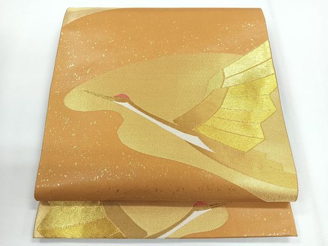 平和屋着物◎六通柄袋帯 飛鶴文 金糸 正絹 逸品 CABG1294nb