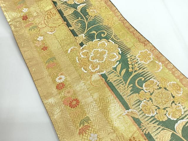 平和屋着物◎佐賀錦 六通柄袋帯 唐織 正倉院花文 金糸 正絹 逸品 未使用 CABG1298nb