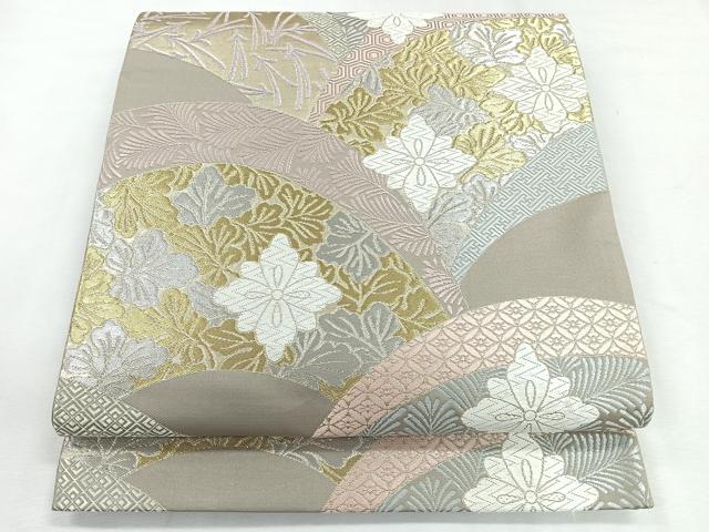 平和屋着物◎六通柄袋帯 草花文 金銀糸 正絹 逸品 CABG1332nb