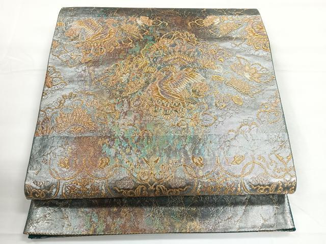 平和屋着物◎六通柄袋帯 花鳥文 金銀糸 正絹 逸品 CABG1398nb