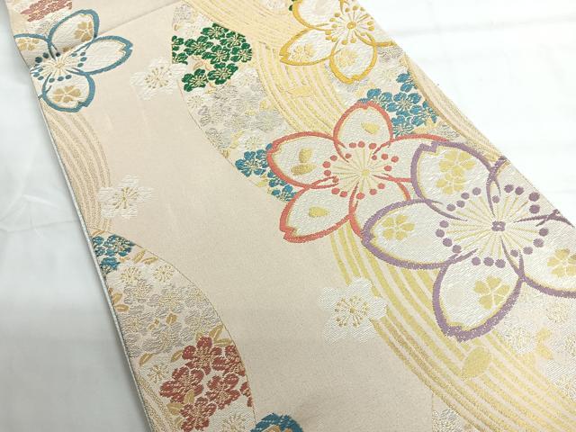 平和屋着物◎六通柄袋帯 舞桜 金銀糸 正絹 逸品 CABG1410nb