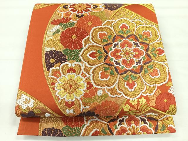 平和屋着物◎六通柄袋帯 正倉院花文 金糸 正絹 逸品 CABG1411nb