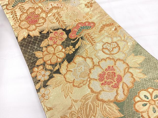 平和屋着物◎佐賀錦 六通柄袋帯 花尽くし 金銀糸 正絹 逸品 CABG1424nb