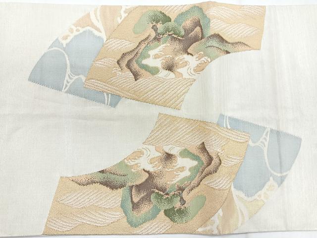 平和屋着物◎太鼓柄袋帯 地紙風景文 金糸 正絹 逸品 CABG1433nb